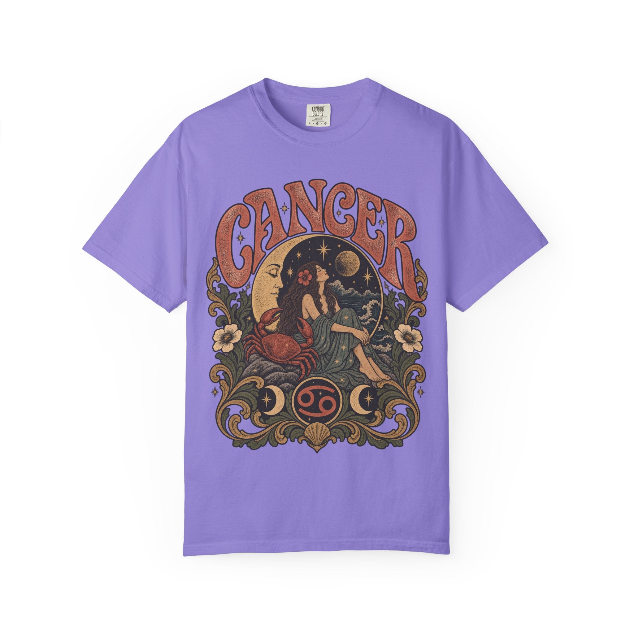 Cancer Zodiac T‑Shirt — Vintage Astrology Tee (Cancer Zodiac Sign)