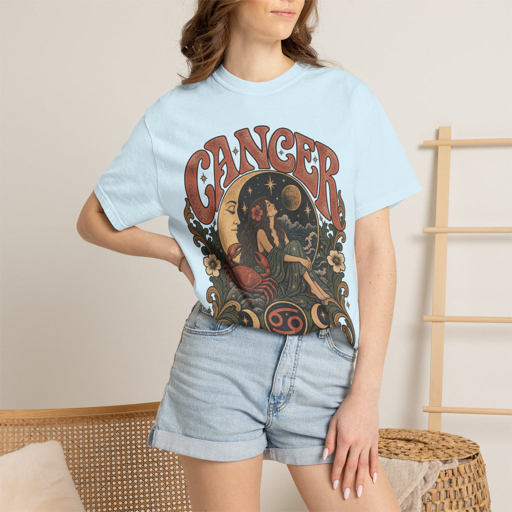 Cancer Zodiac T‑Shirt — Vintage Astrology Tee (Cancer Zodiac Sign)