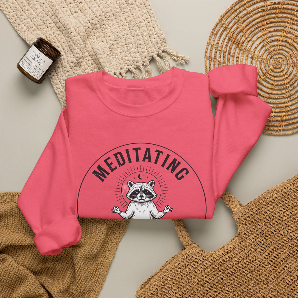 Meditating Raccoon Sweatshirt | Feral Raccoon Aesthetic, Celestial Wilderness