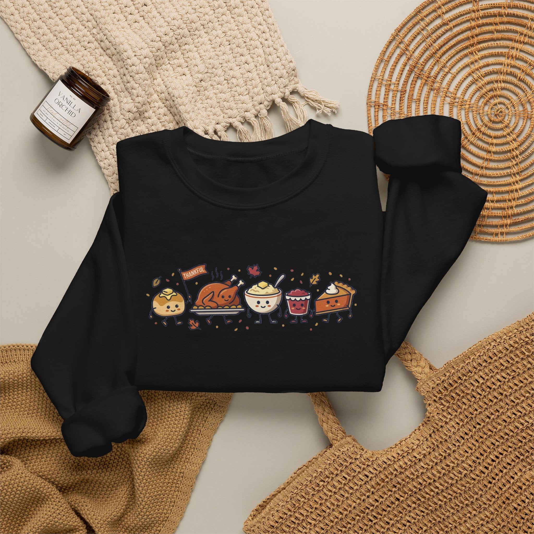 Cute Thanksgiving Food Icons Sweatshirt | Fall Harvest Friendsgiving