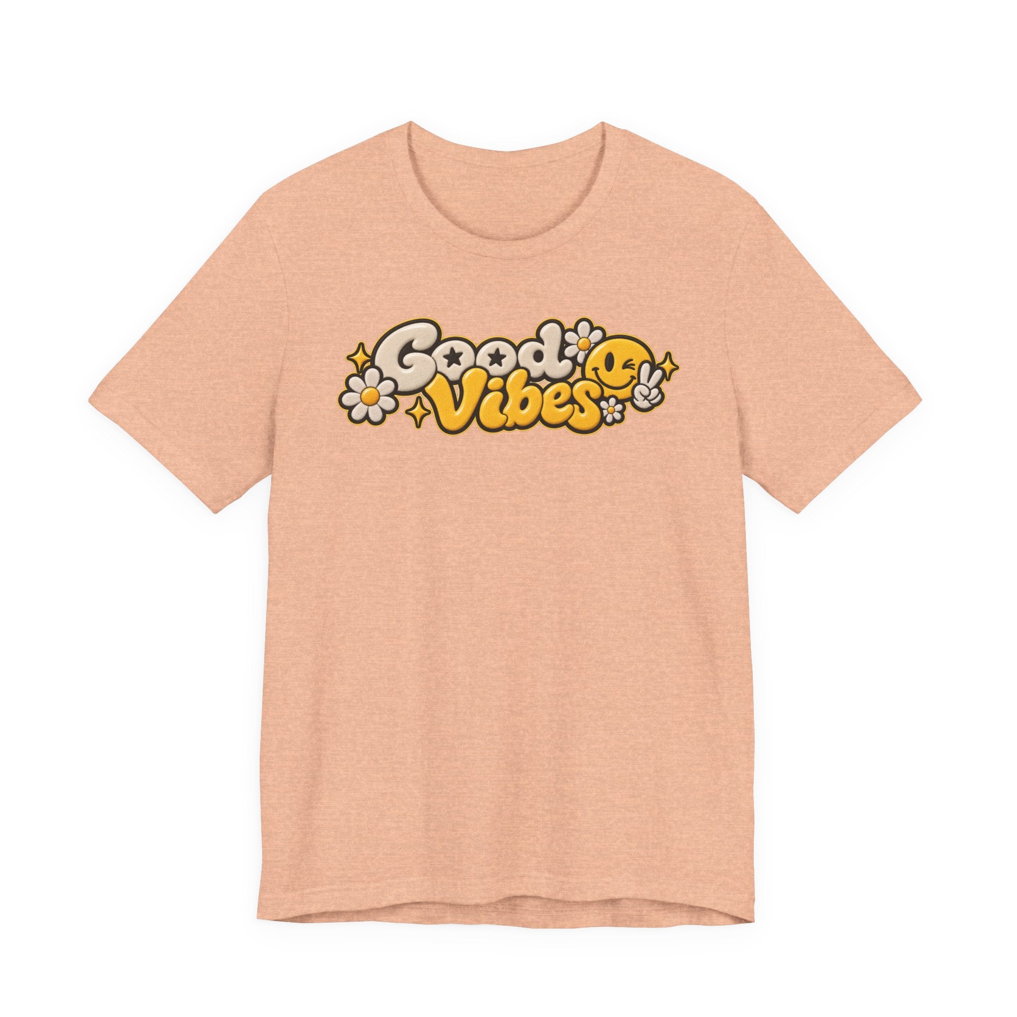 Good Vibes Retro Tee — Smiley Flower Graphic T-Shirt