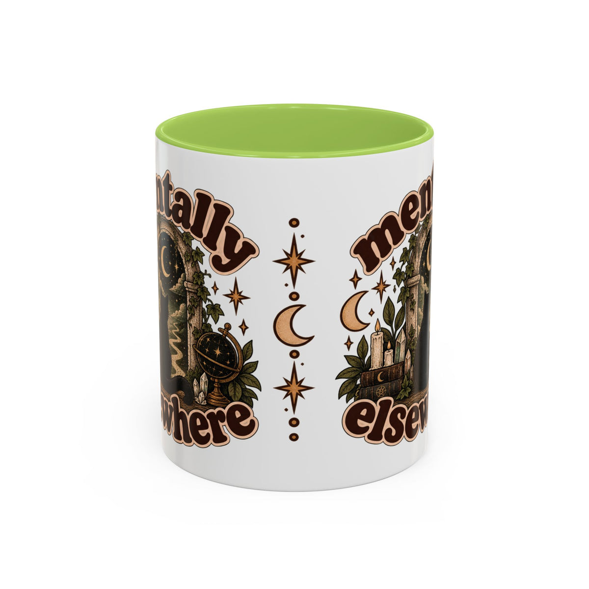 Mentally Elsewhere Mug — Black Cat Celestial Ceramic Coffee Mug