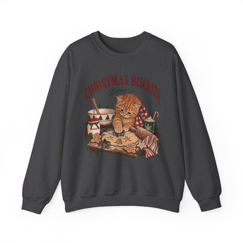 Crewneck Sweatshirt — Christmas Biscuits Baking Co. Cat Holiday Sweatshirt