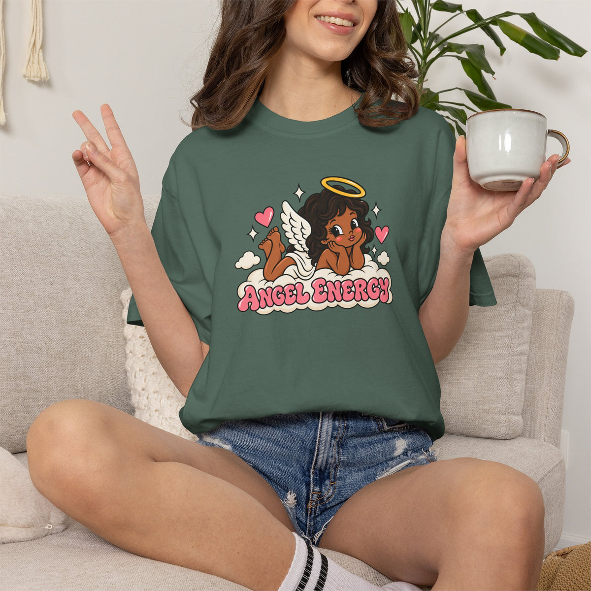 Angel Energy T-Shirt — Cute Retro Angel Graphic Tee