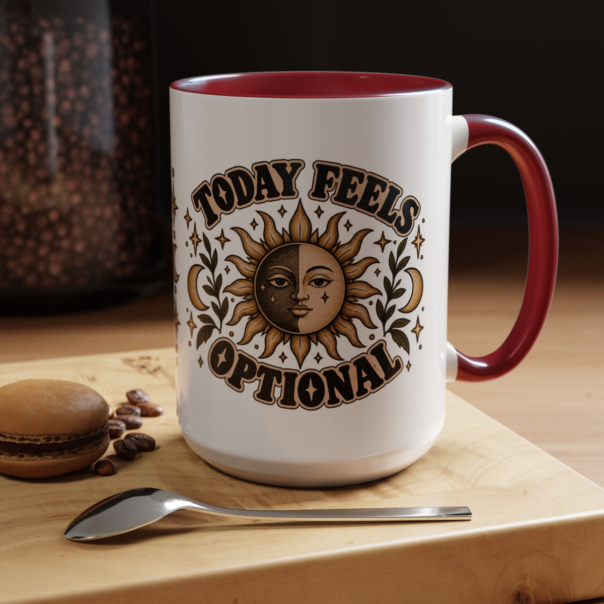 Today Feels Optional Mug — Vintage Sun & Moon Ceramic Coffee Mug