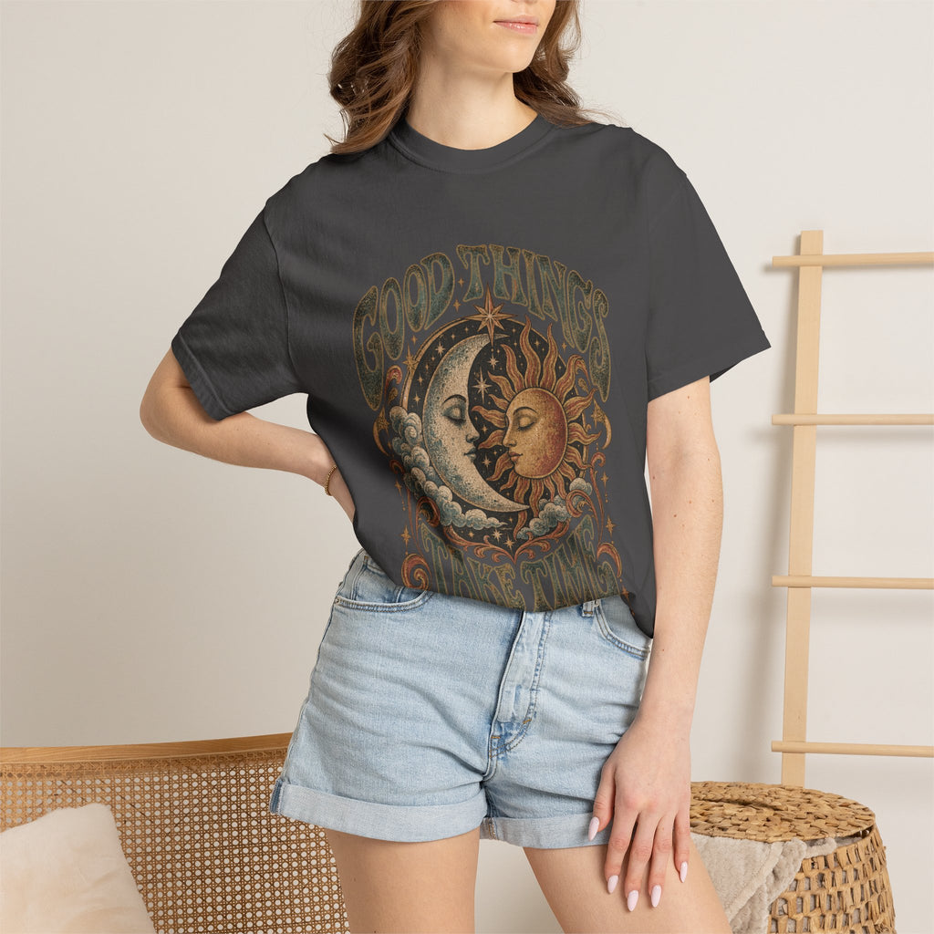 Good Things Take Time Tee — Vintage Sun & Moon Graphic T-Shirt