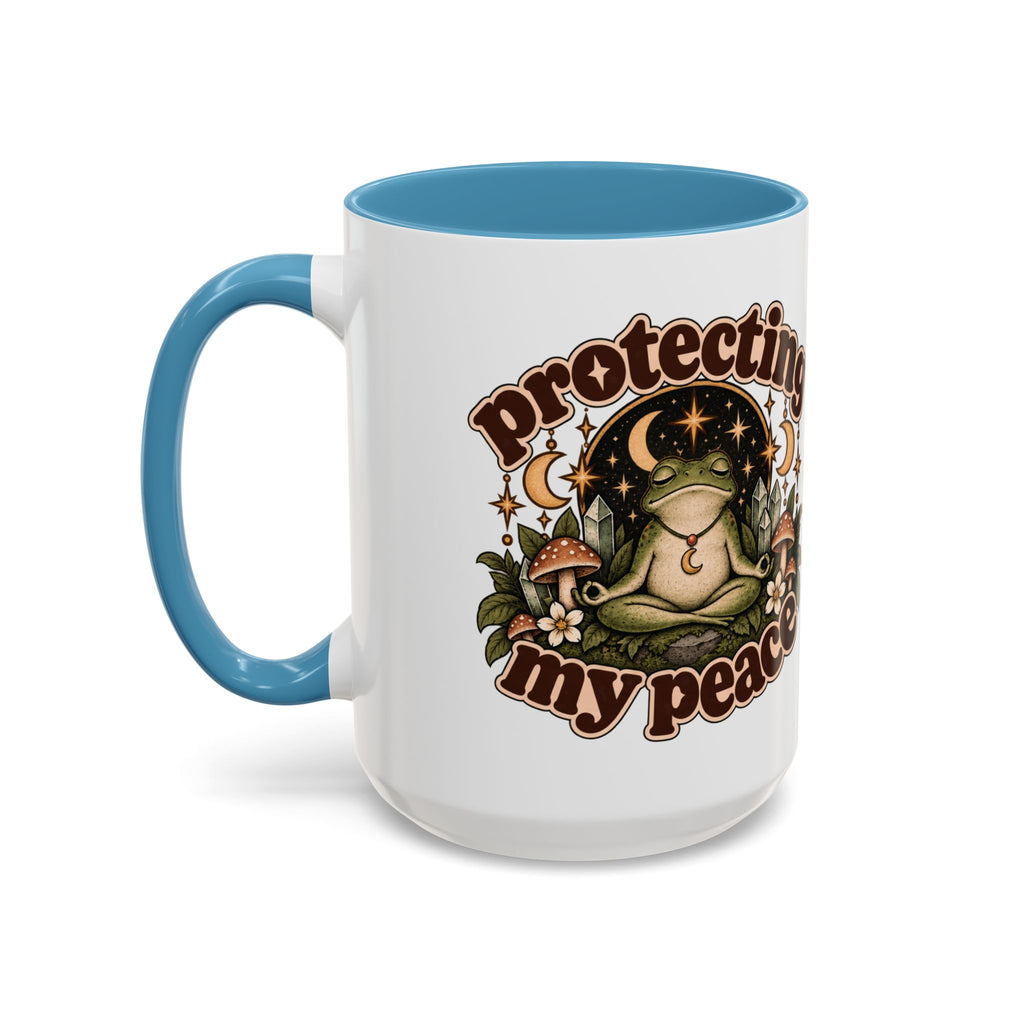 Protecting My Peace Mug — Frog & Mushroom Ceramic Coffee Mug