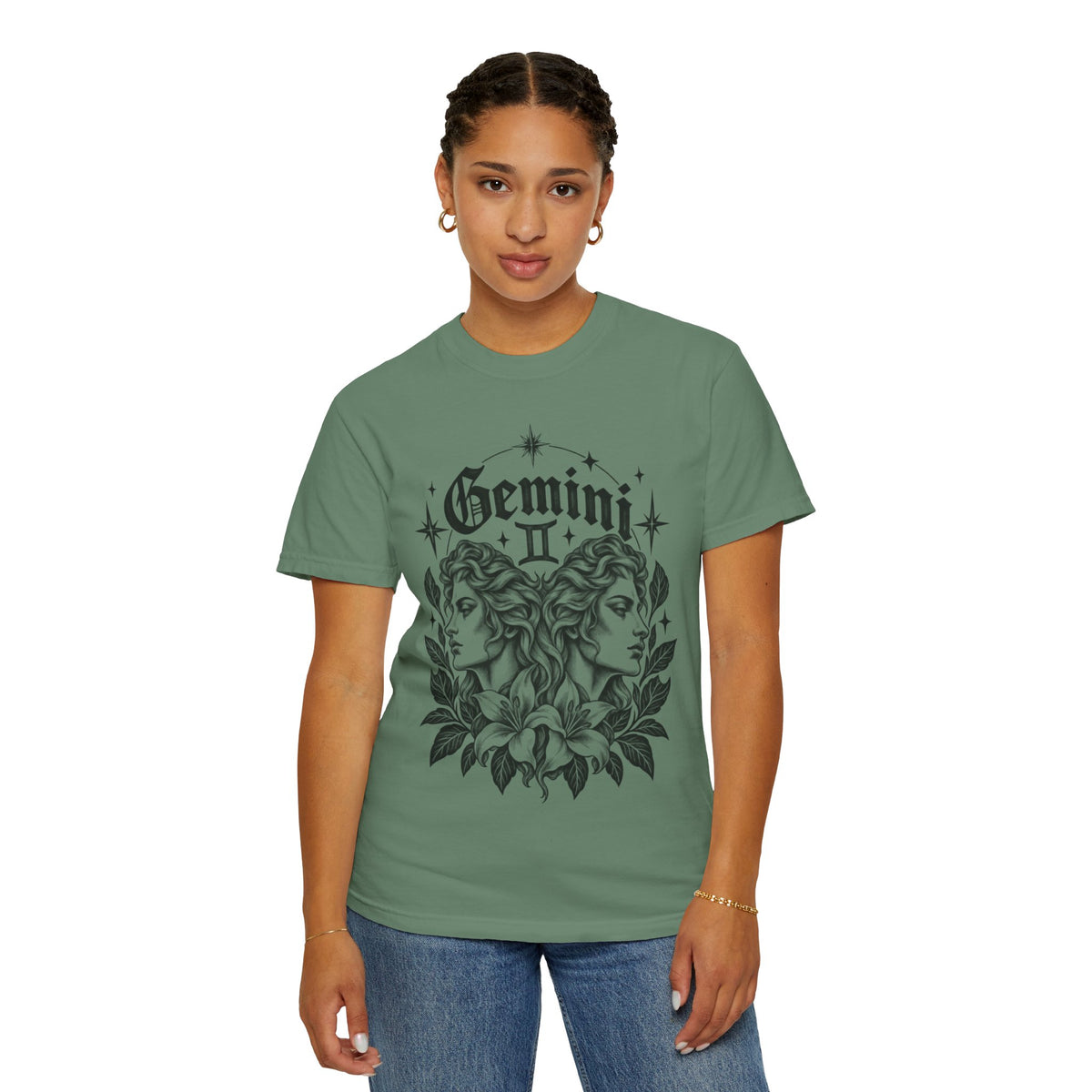 Gemini Zodiac Tee — Twin Faces Astrology T-Shirt