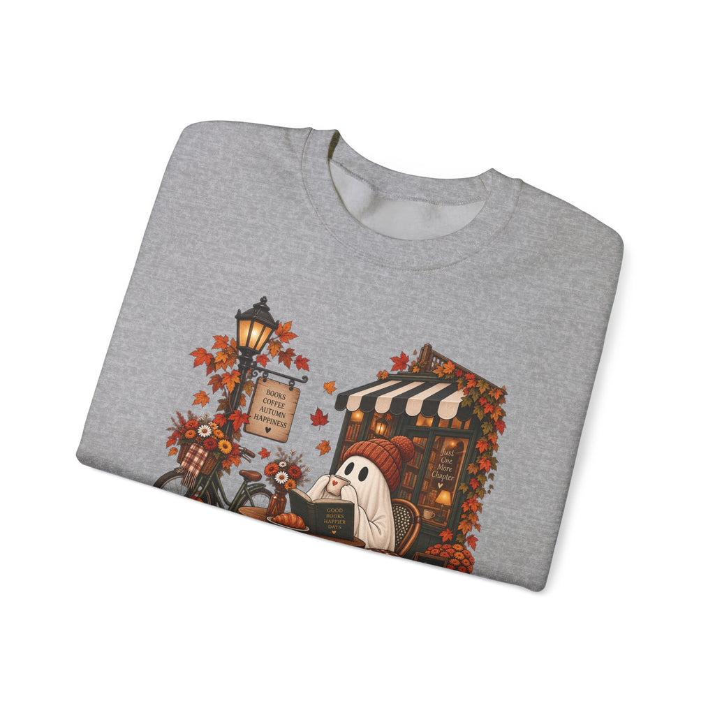 Autumn Ghost Café Sweatshirt — Cozy Fall Pumpkin Patch Crewneck