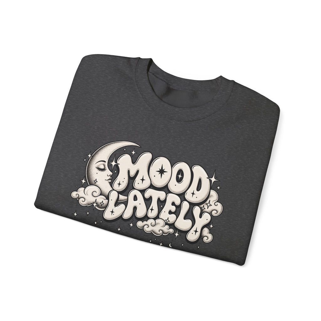 Crewneck Sweatshirt — 'Mood Lately' Retro Moon Graphic