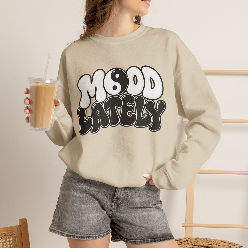 Crewneck Sweatshirt "Mood Lately" Retro Yin Yang Graphic