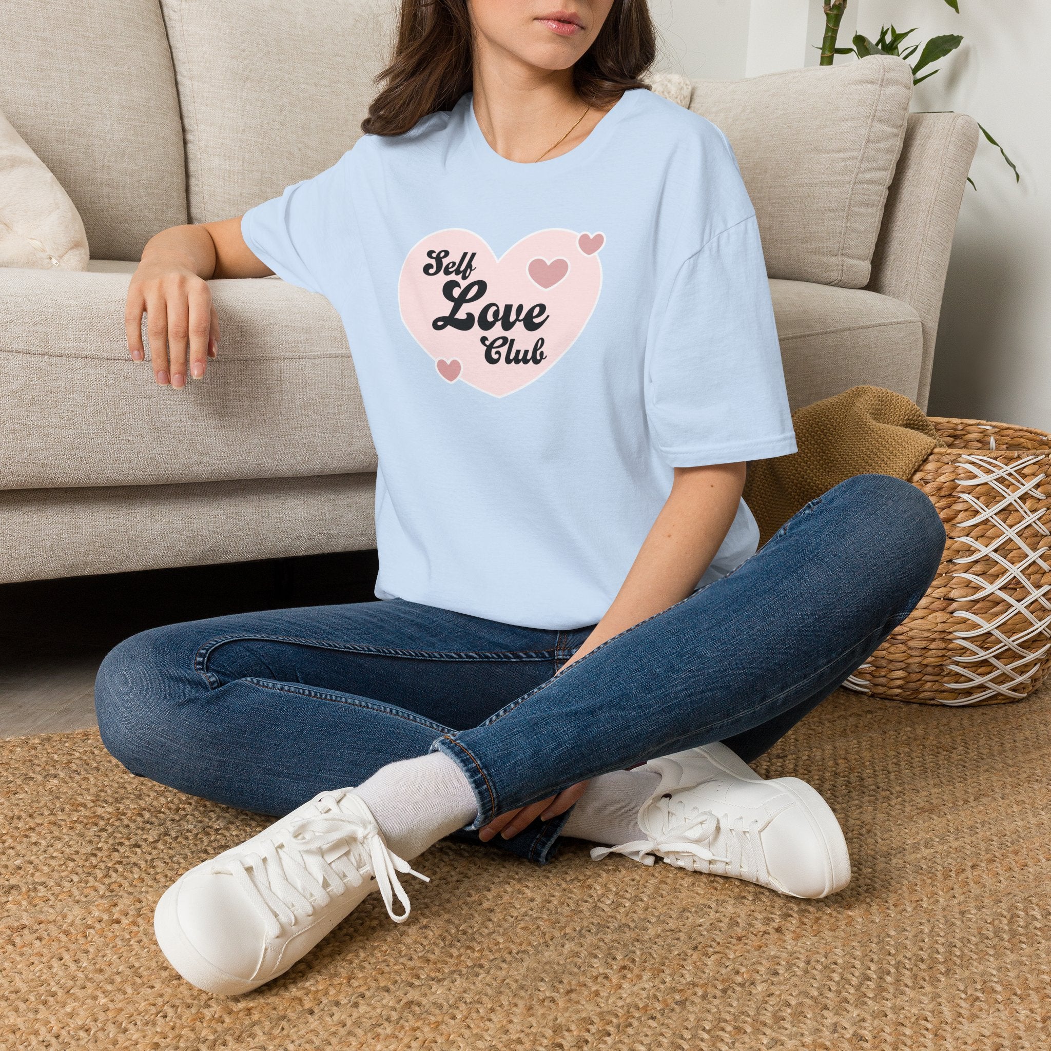Self Love Club T-Shirt — Pink Heart Graphic Tee for Women & Teens
