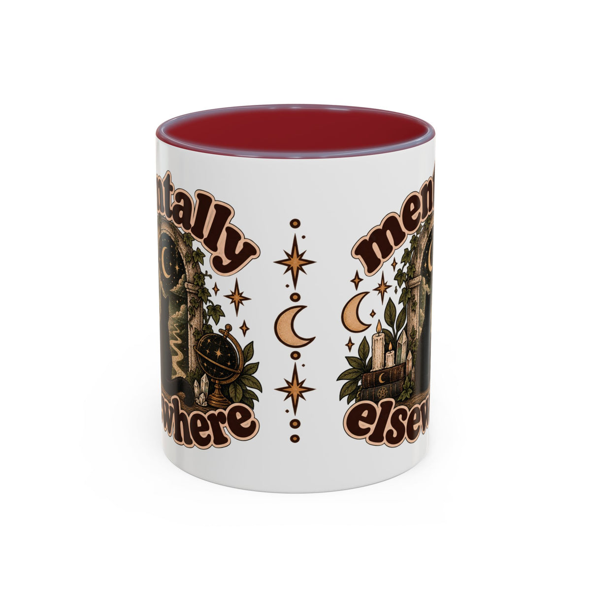 Mentally Elsewhere Mug — Black Cat Celestial Ceramic Coffee Mug