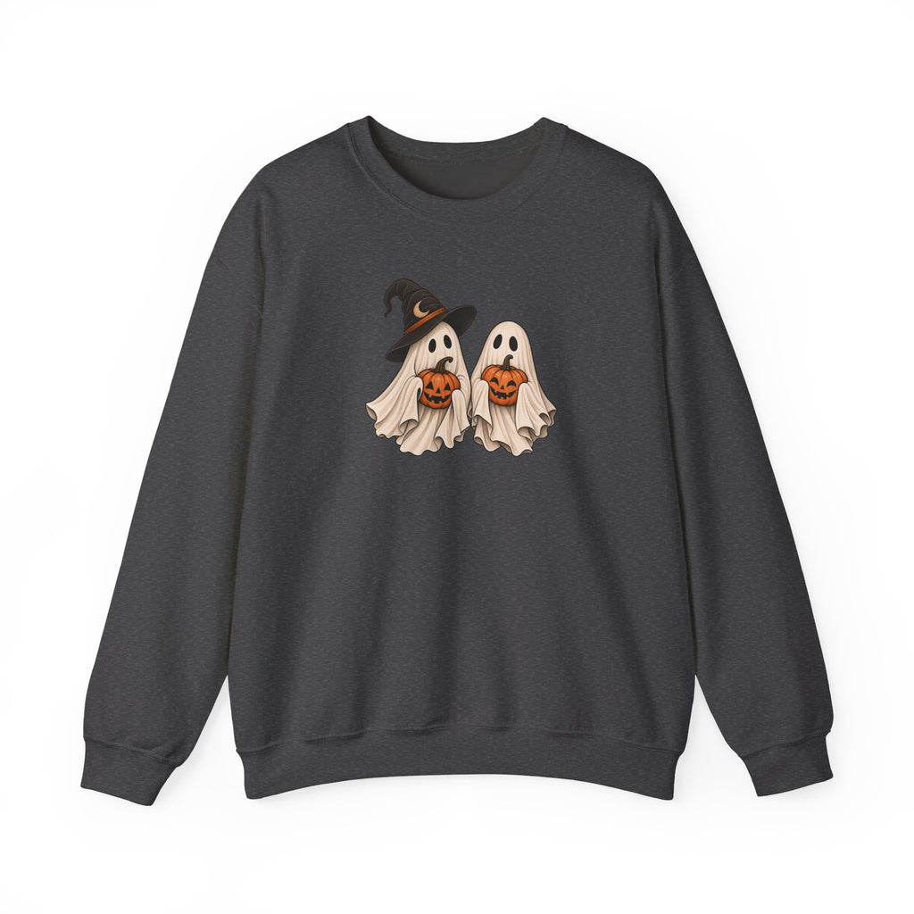 Halloween Ghosts Crewneck Sweatshirt — Cute Witch & Ghost Trick-or-Treat Design