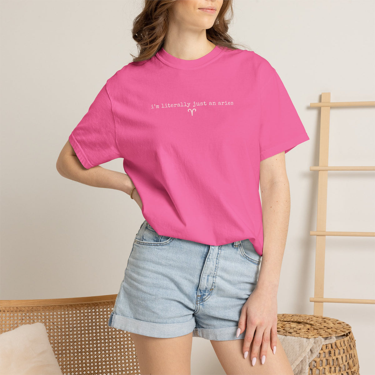 I'm Literally Just an Aries Garment-Dyed T-Shirt — Vintage Cream Comfort Tee