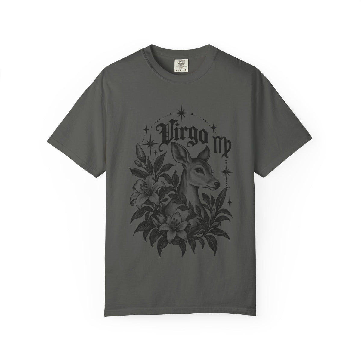 Virgo Floral Deer Zodiac Tee — Astrology Graphic T-Shirt