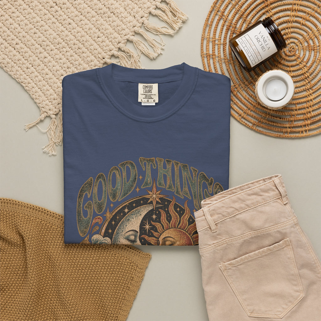 Good Things Take Time Tee — Vintage Sun & Moon Graphic T-Shirt