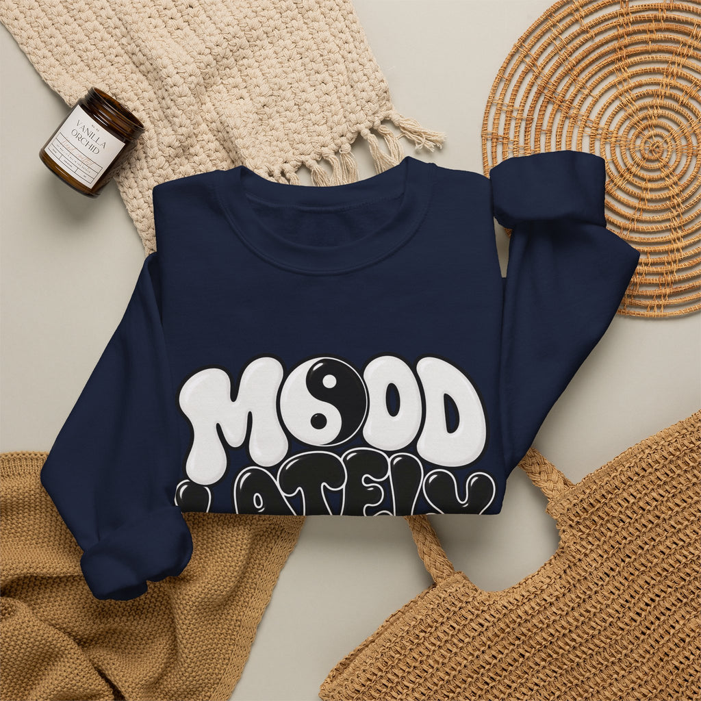 Crewneck Sweatshirt "Mood Lately" Retro Yin Yang Graphic