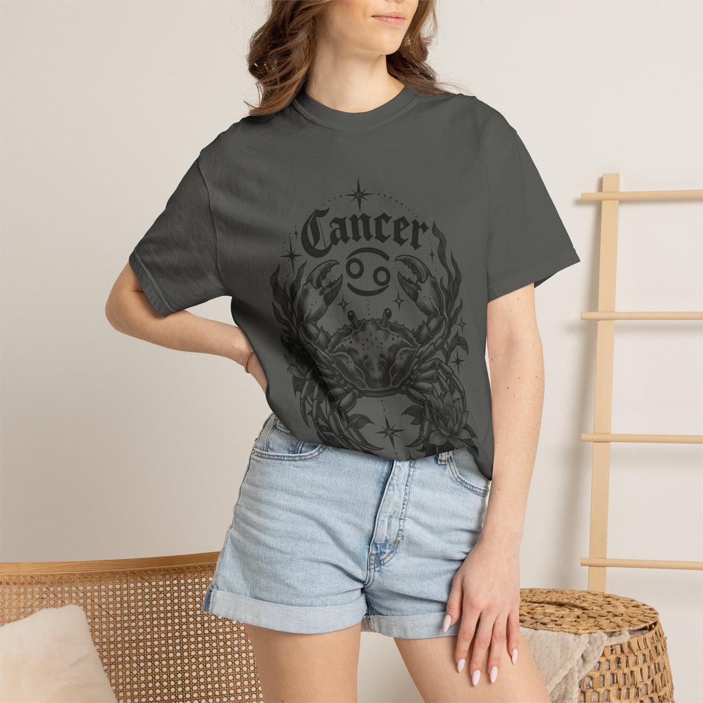 Cancer Zodiac T-Shirt — Floral Crab Astrology Tee