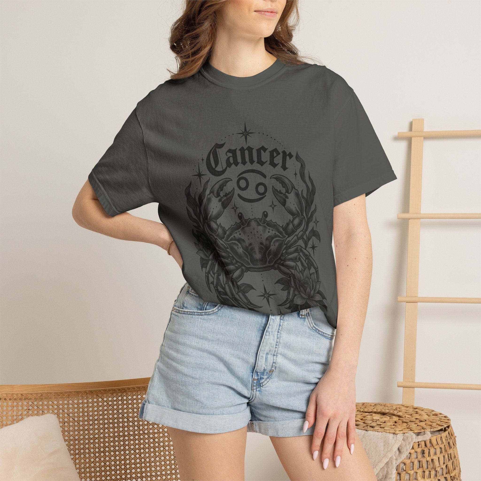 Cancer Zodiac T-Shirt — Floral Crab Astrology Tee