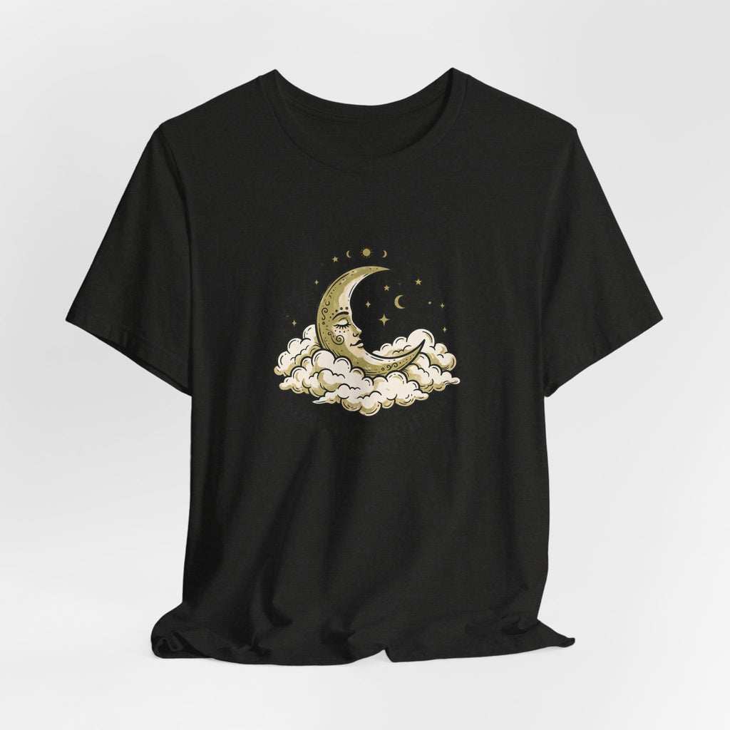 Dreamy Nights Moon Tee — Vintage Crescent Moon & Clouds Shirt