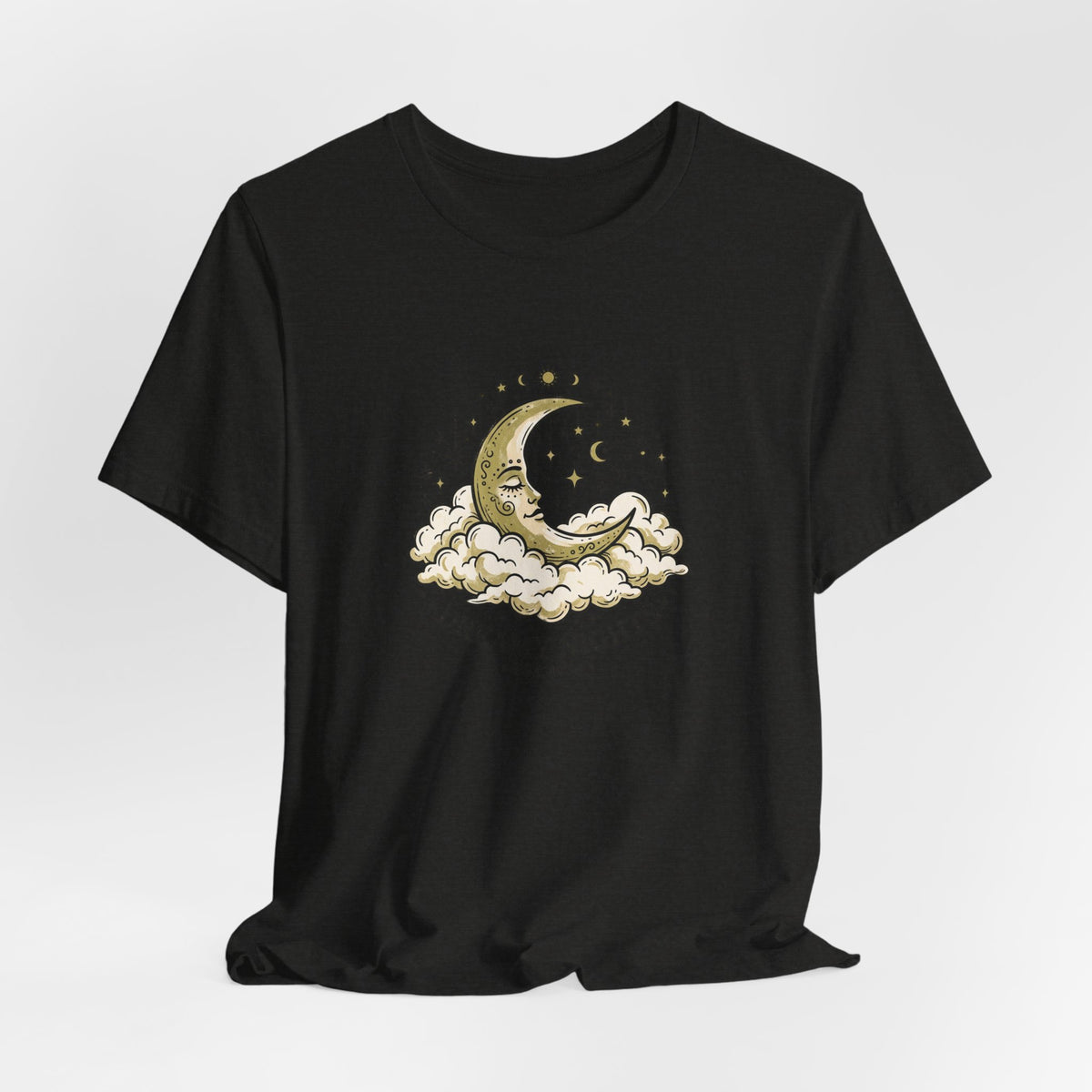 Dreamy Nights Moon Tee — Vintage Crescent Moon & Clouds Shirt