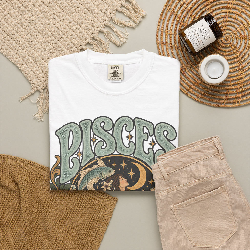 Pisces Zodiac T-Shirt — Retro Astrological Artwork