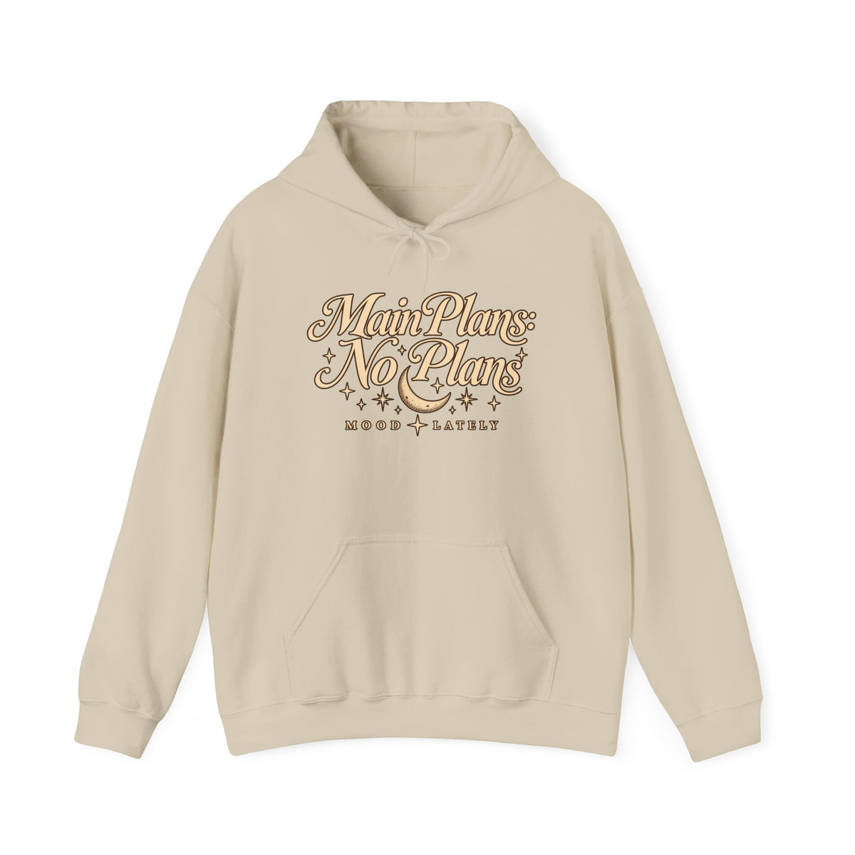Main Plans No Plans Hoodie — Cozy Retro Graphic Pullover