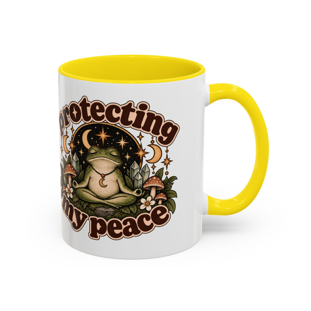 Protecting My Peace Mug — Frog & Mushroom Ceramic Coffee Mug