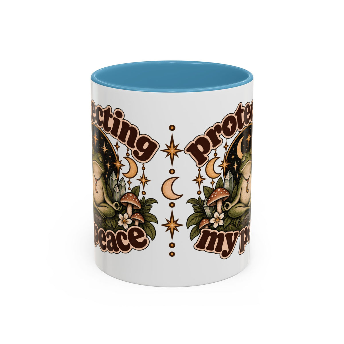 Protecting My Peace Mug — Frog & Mushroom Ceramic Coffee Mug