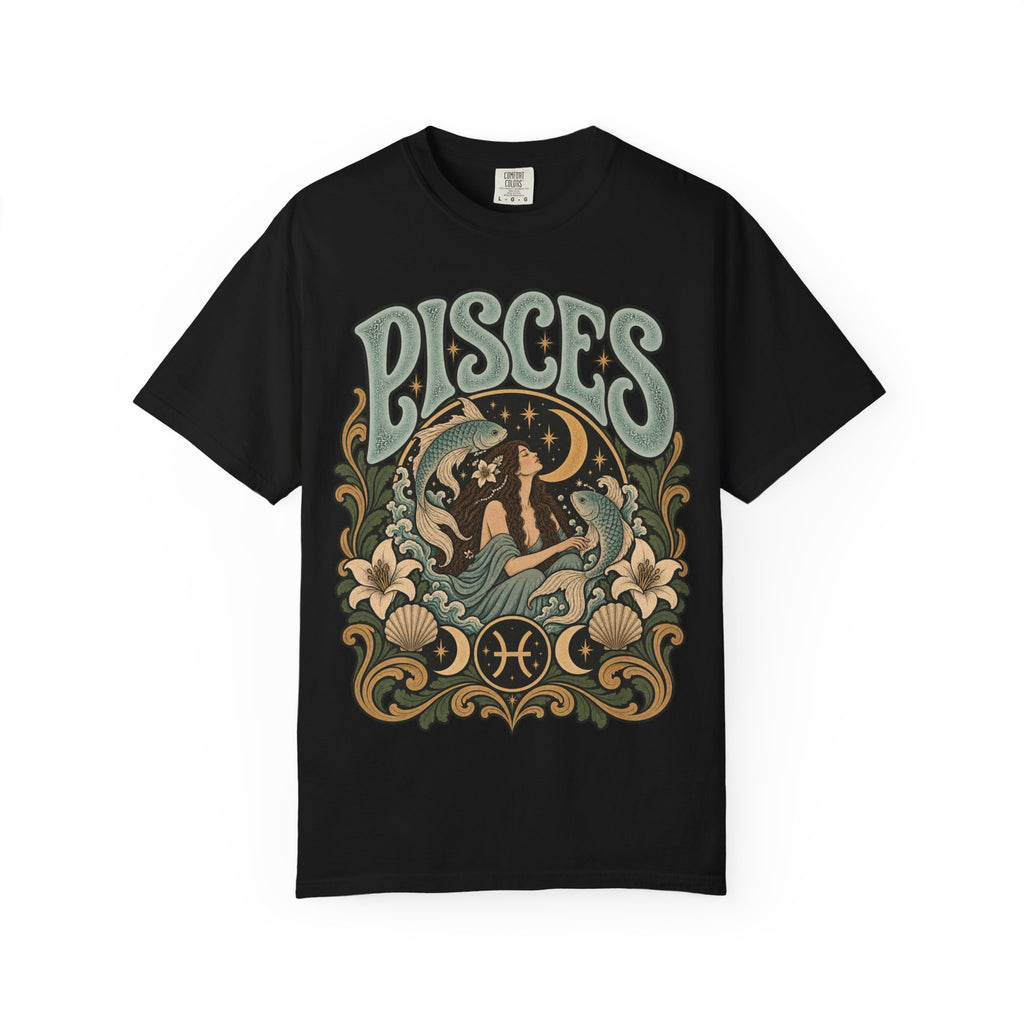 Pisces Zodiac T-Shirt — Retro Astrological Artwork