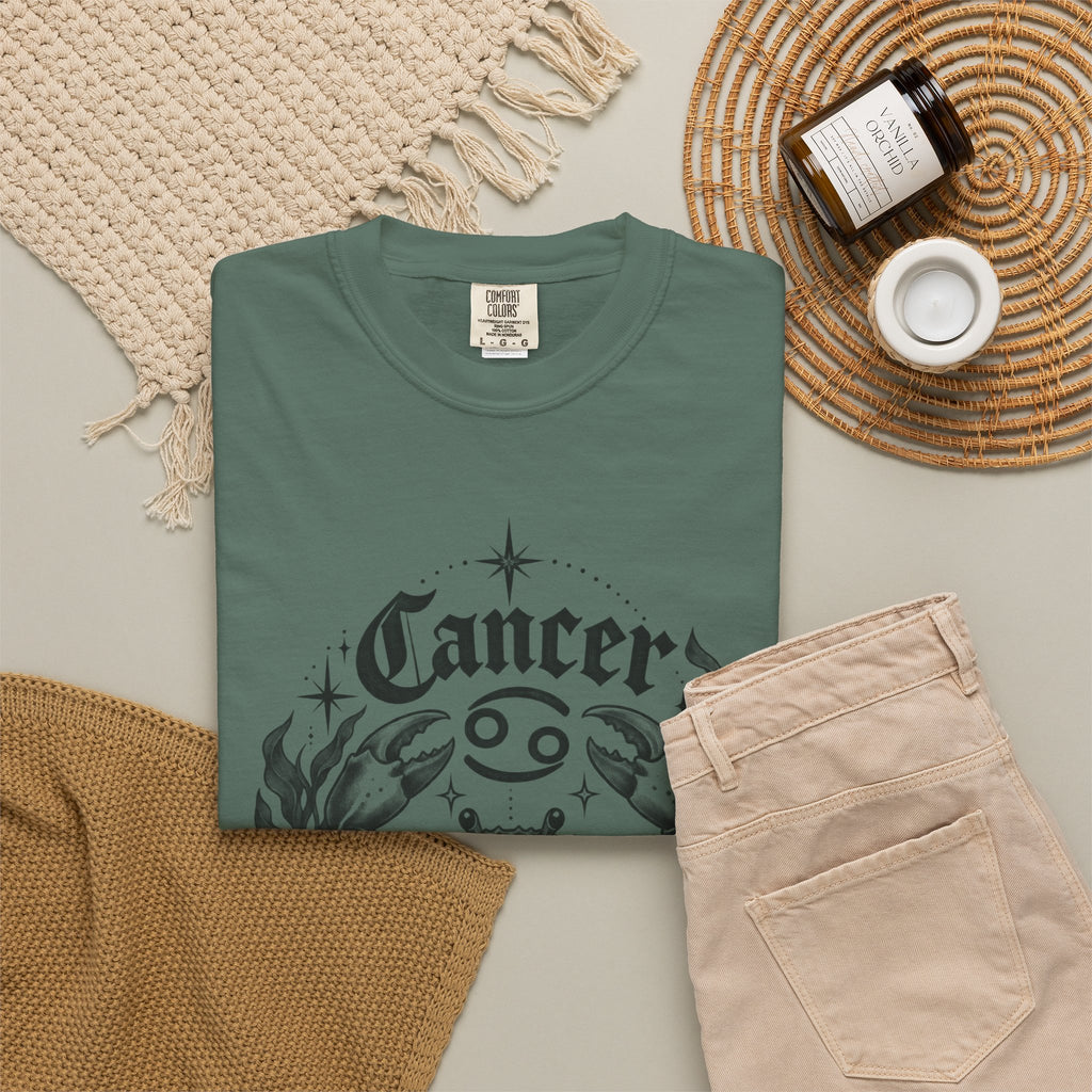 Cancer Zodiac T-Shirt — Floral Crab Astrology Tee