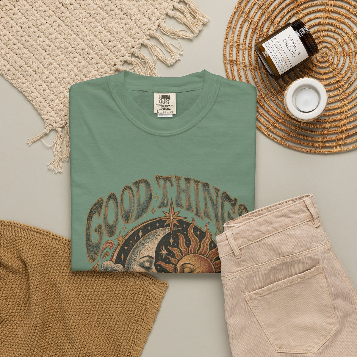 Good Things Take Time Tee — Vintage Sun & Moon Graphic T-Shirt