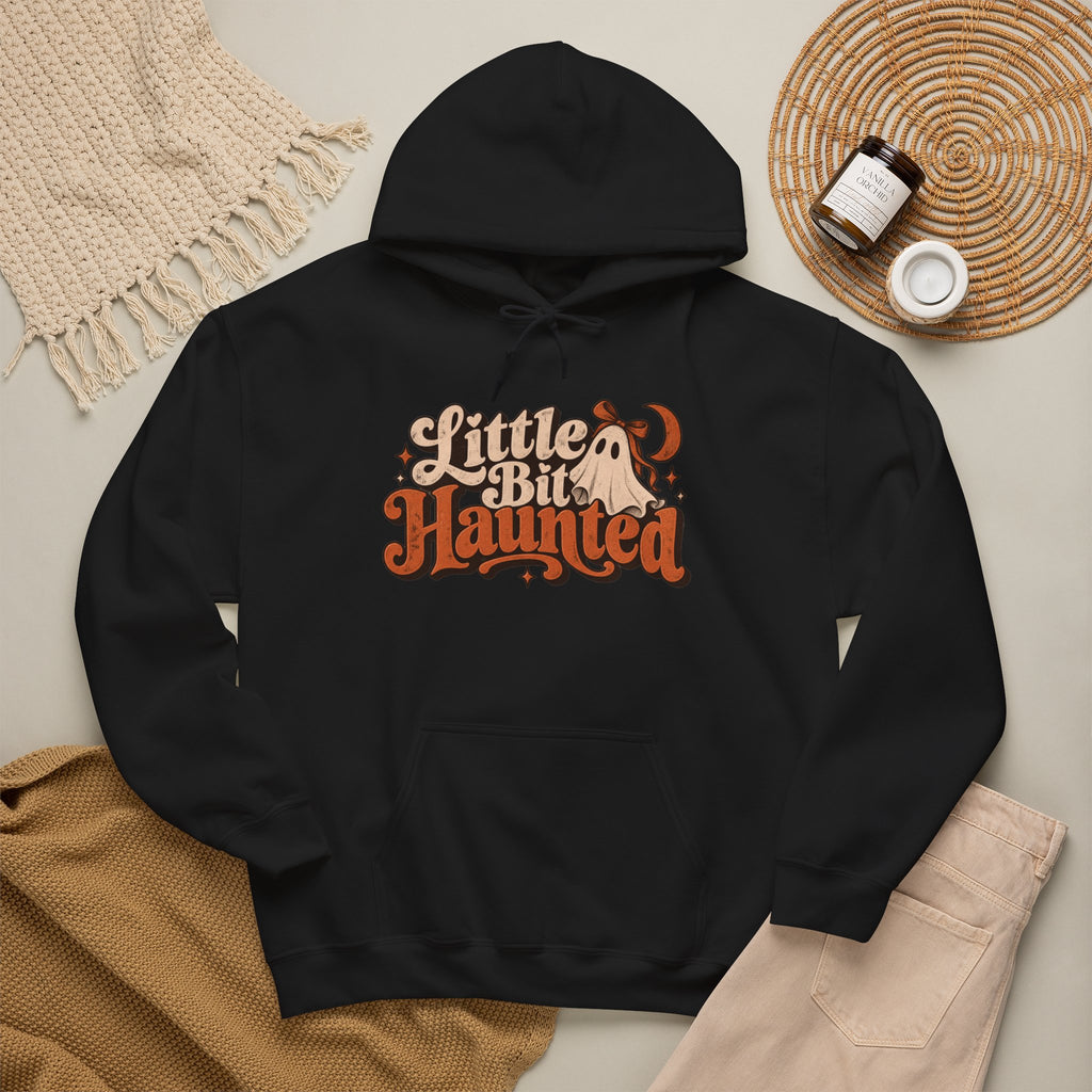 Little Bit Haunted Hoodie — Retro Halloween Ghost Pullover