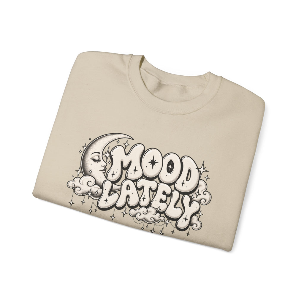 Crewneck Sweatshirt — 'Mood Lately' Retro Moon Graphic
