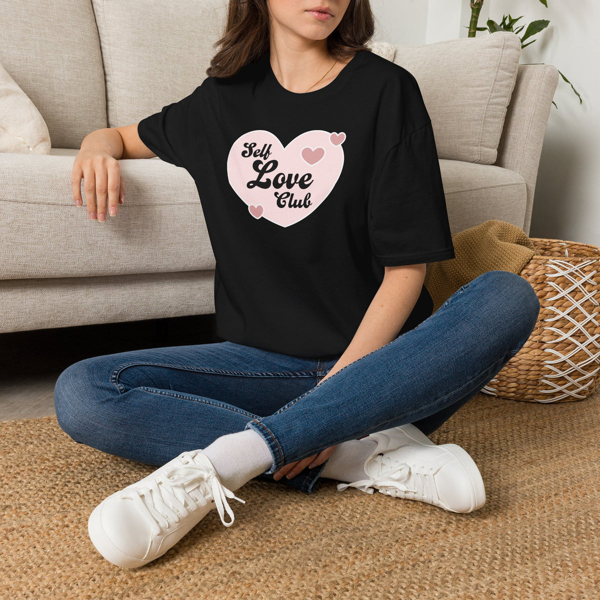 Self Love Club T-Shirt — Pink Heart Graphic Tee for Women & Teens