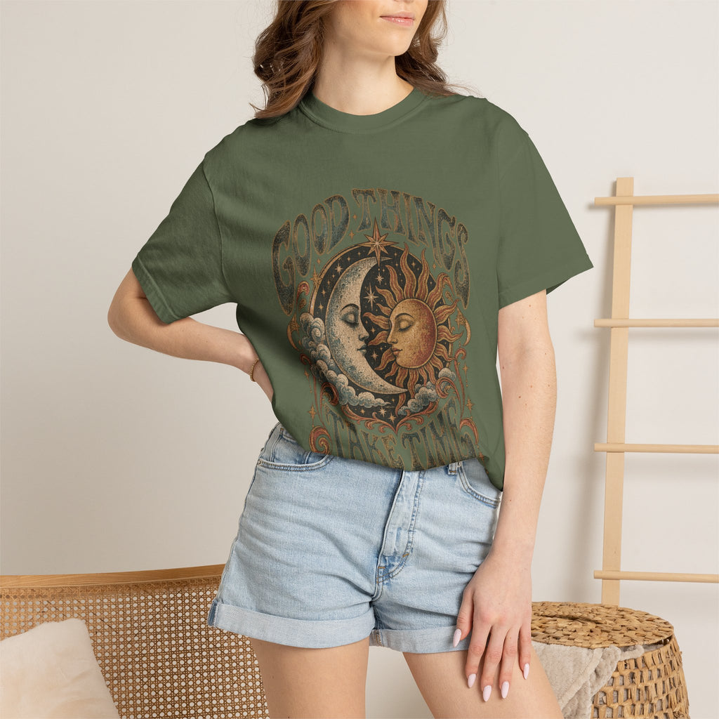 Good Things Take Time Tee — Vintage Sun & Moon Graphic T-Shirt
