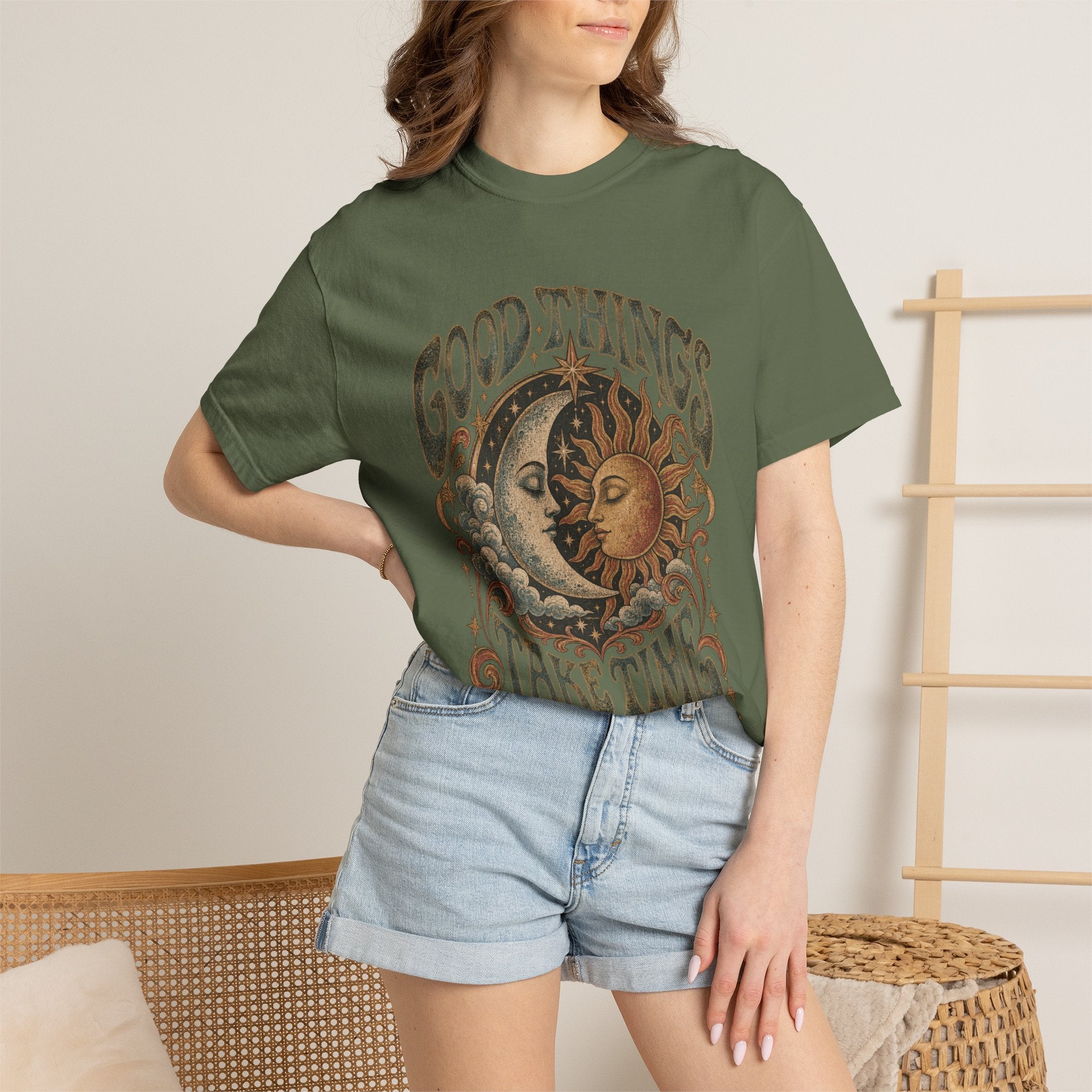 Good Things Take Time Tee — Vintage Sun & Moon Graphic T-Shirt