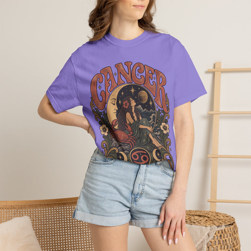 Cancer Zodiac T‑Shirt — Vintage Astrology Tee (Cancer Zodiac Sign)