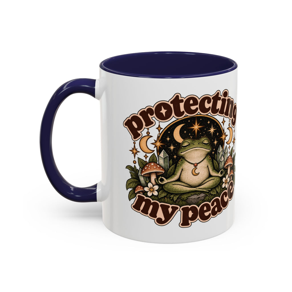 Protecting My Peace Mug — Frog & Mushroom Ceramic Coffee Mug