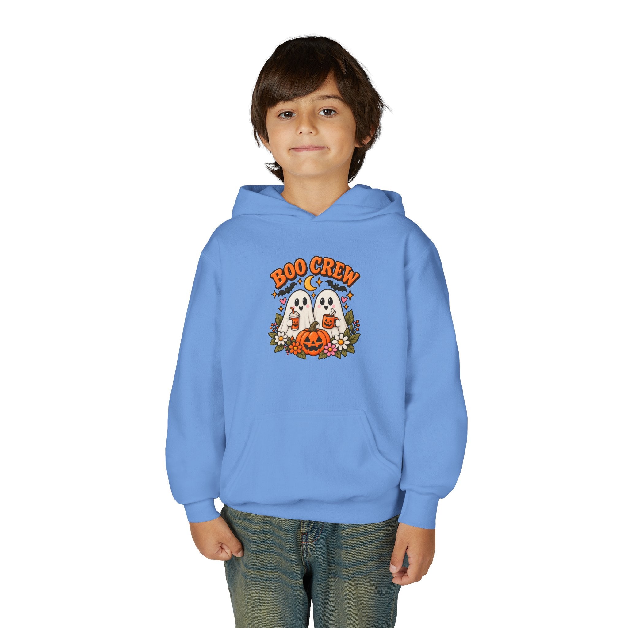 Youth 'Boo Crew' Halloween Hoodie — Cute Ghosts & Pumpkin Kids Sweatshirt