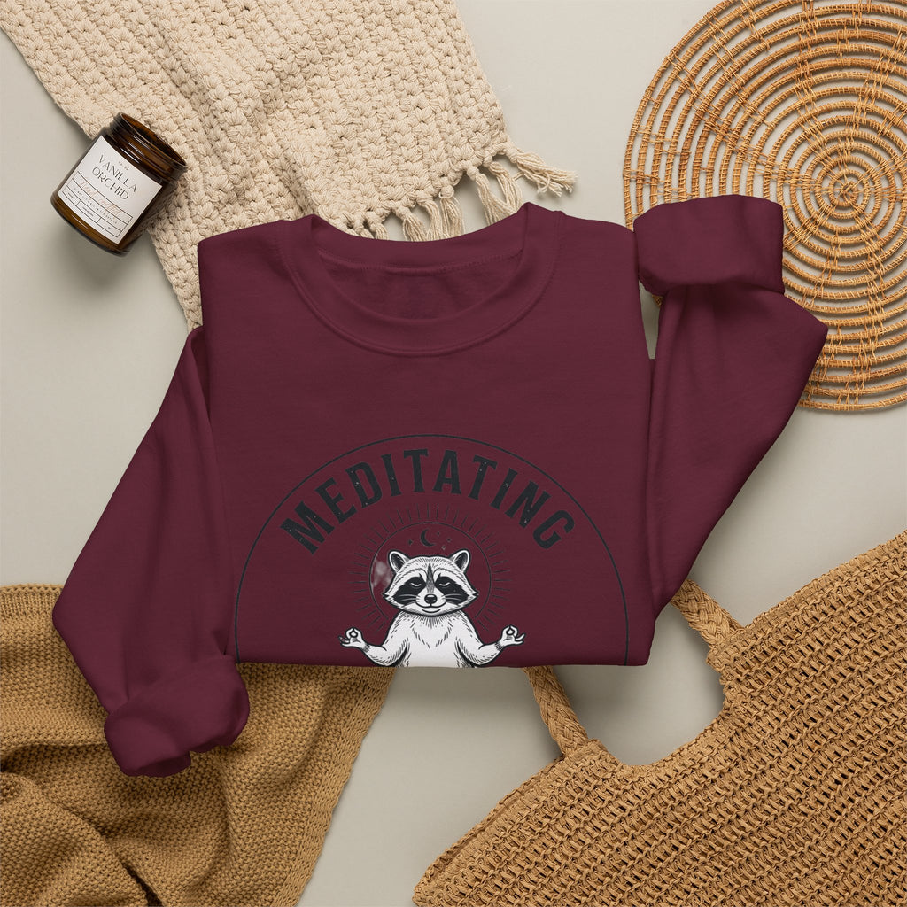 Meditating Raccoon Sweatshirt | Feral Raccoon Aesthetic, Celestial Wilderness