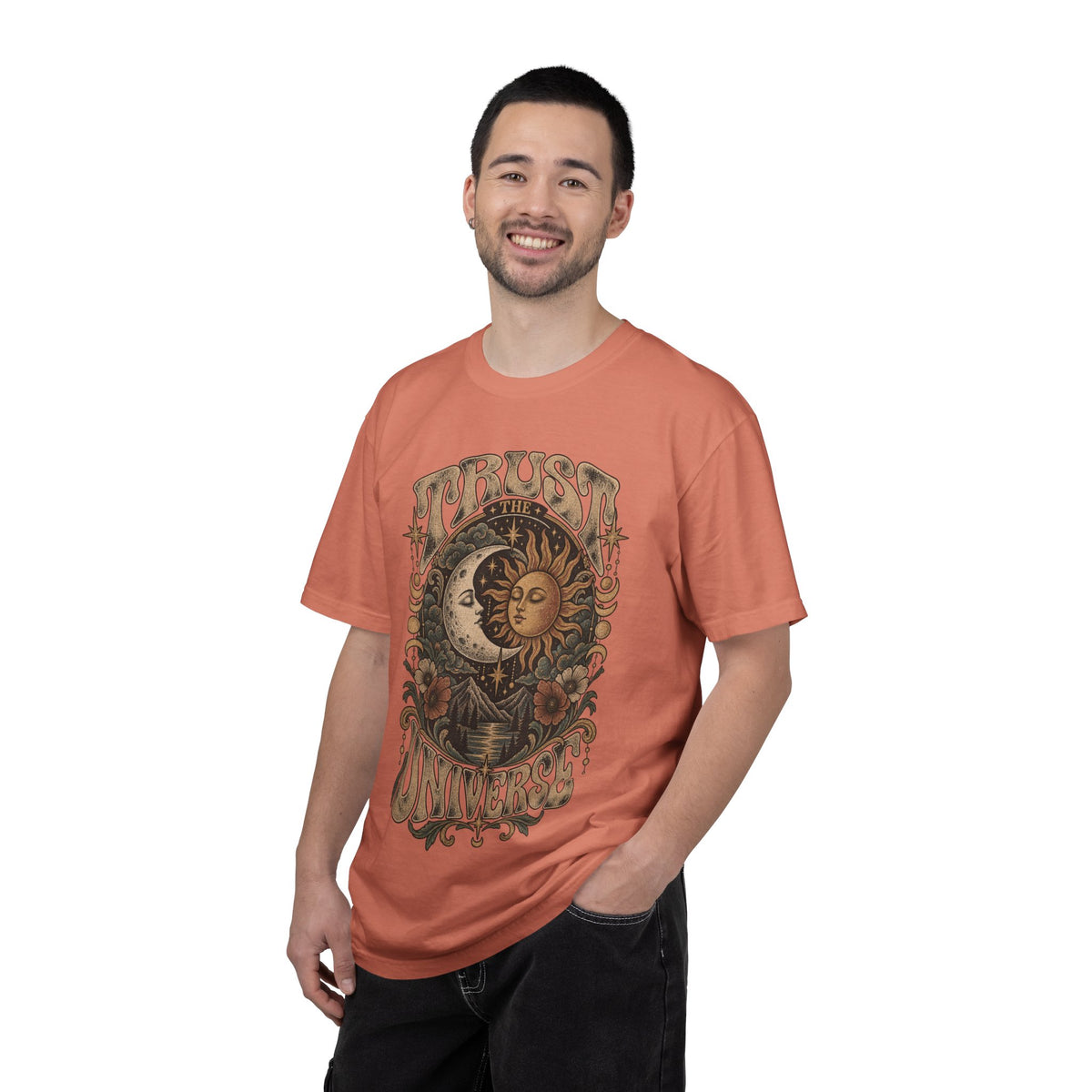 Trust the Universe T-Shirt — Vintage Sun & Moon Graphic