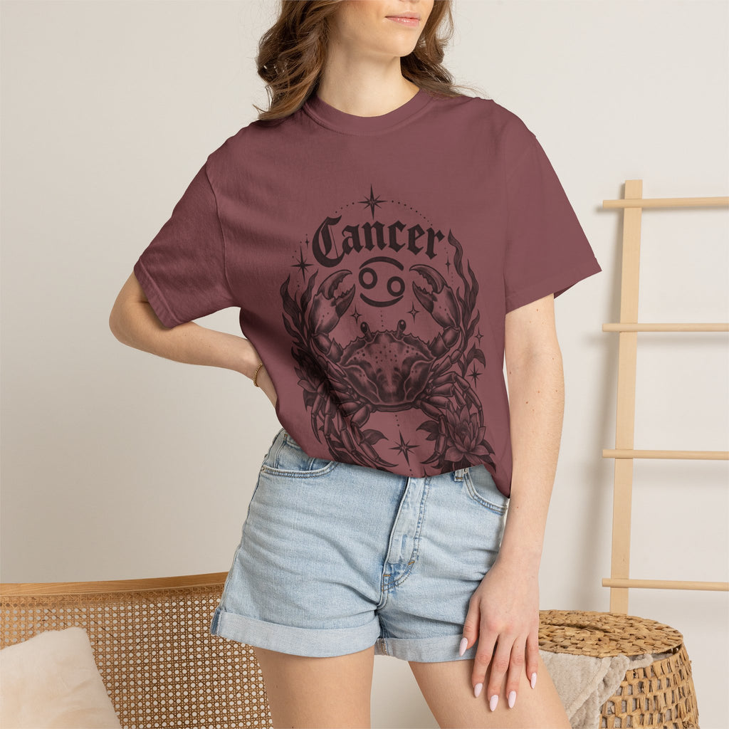 Cancer Zodiac T-Shirt — Floral Crab Astrology Tee