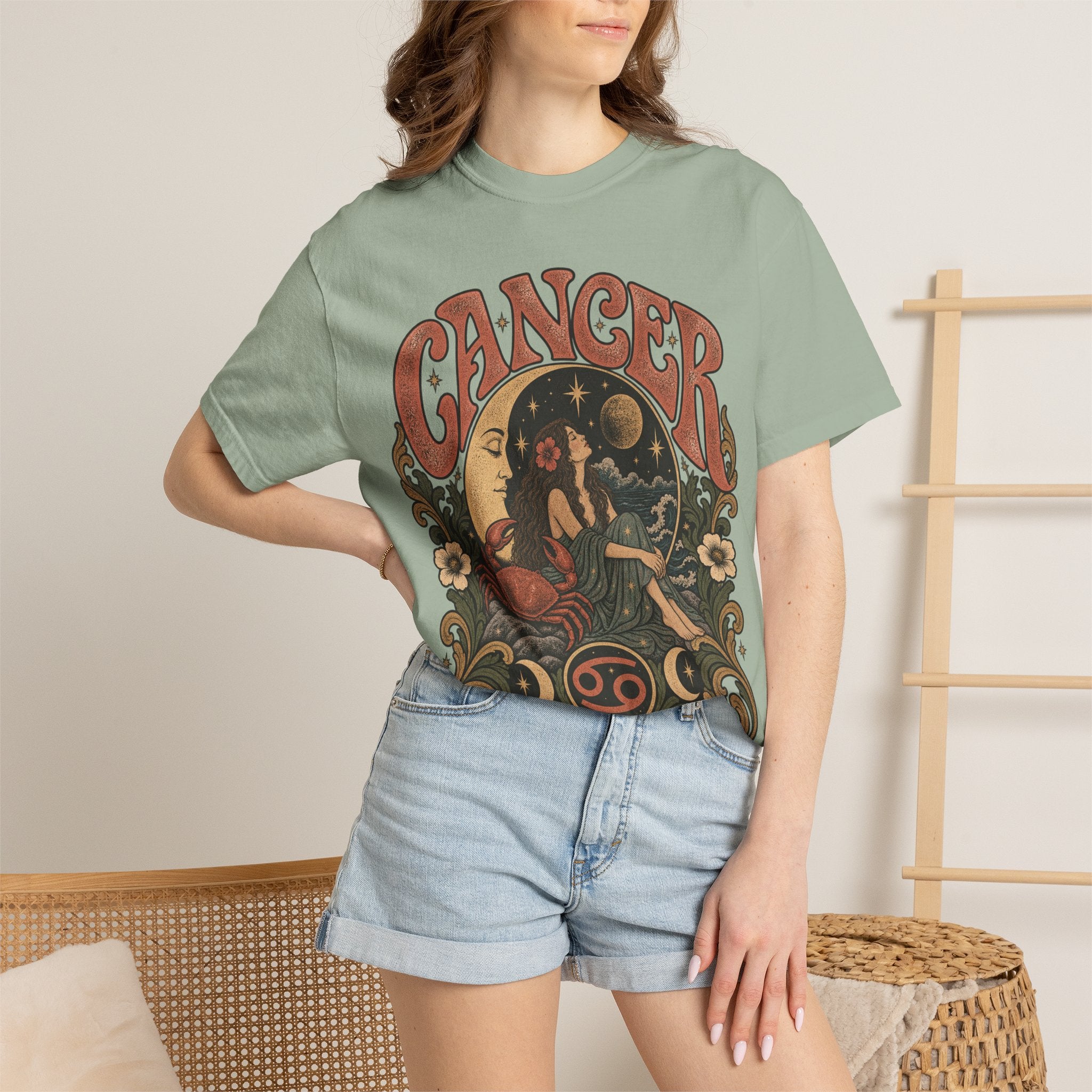 Cancer Zodiac T‑Shirt — Vintage Astrology Tee (Cancer Zodiac Sign)