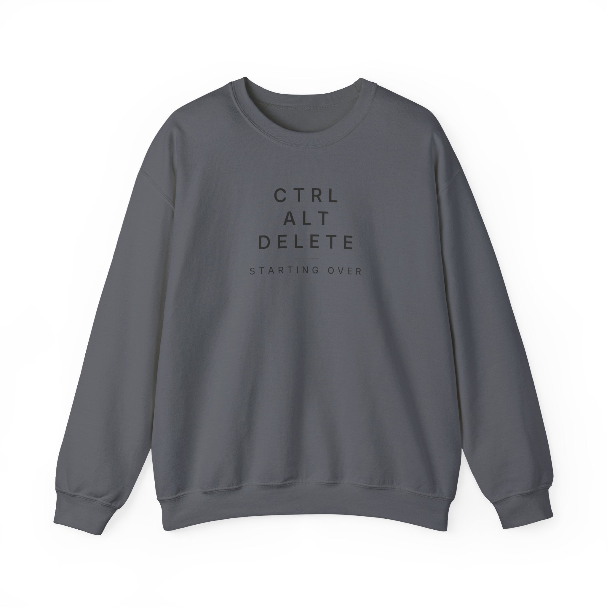 Crewneck Sweatshirt – “CTRL ALT DELETE” Minimal Tech Reset Graphic