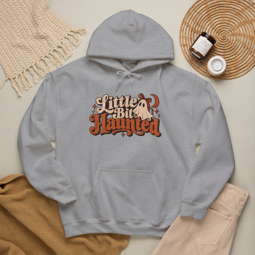 Little Bit Haunted Hoodie — Retro Halloween Ghost Pullover