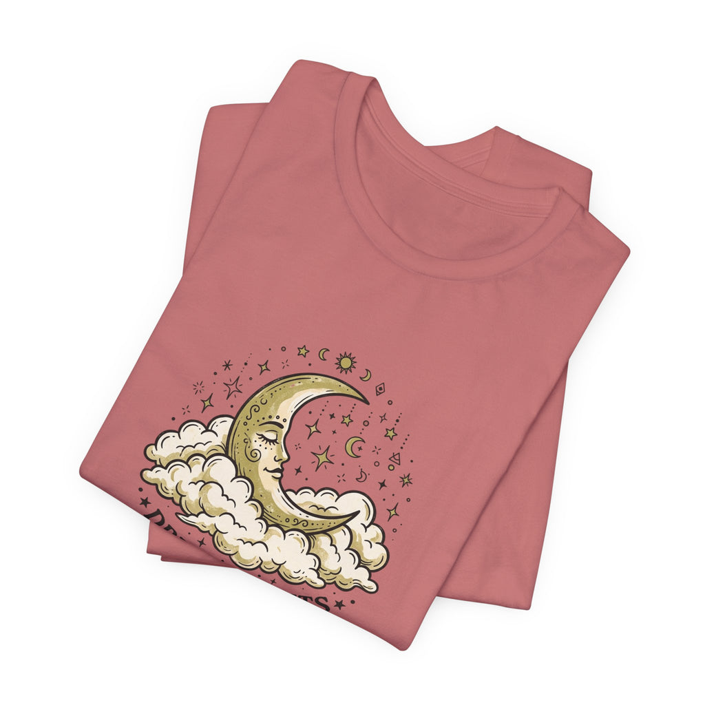 Dreamy Nights Moon Tee — Vintage Crescent Moon & Clouds Shirt