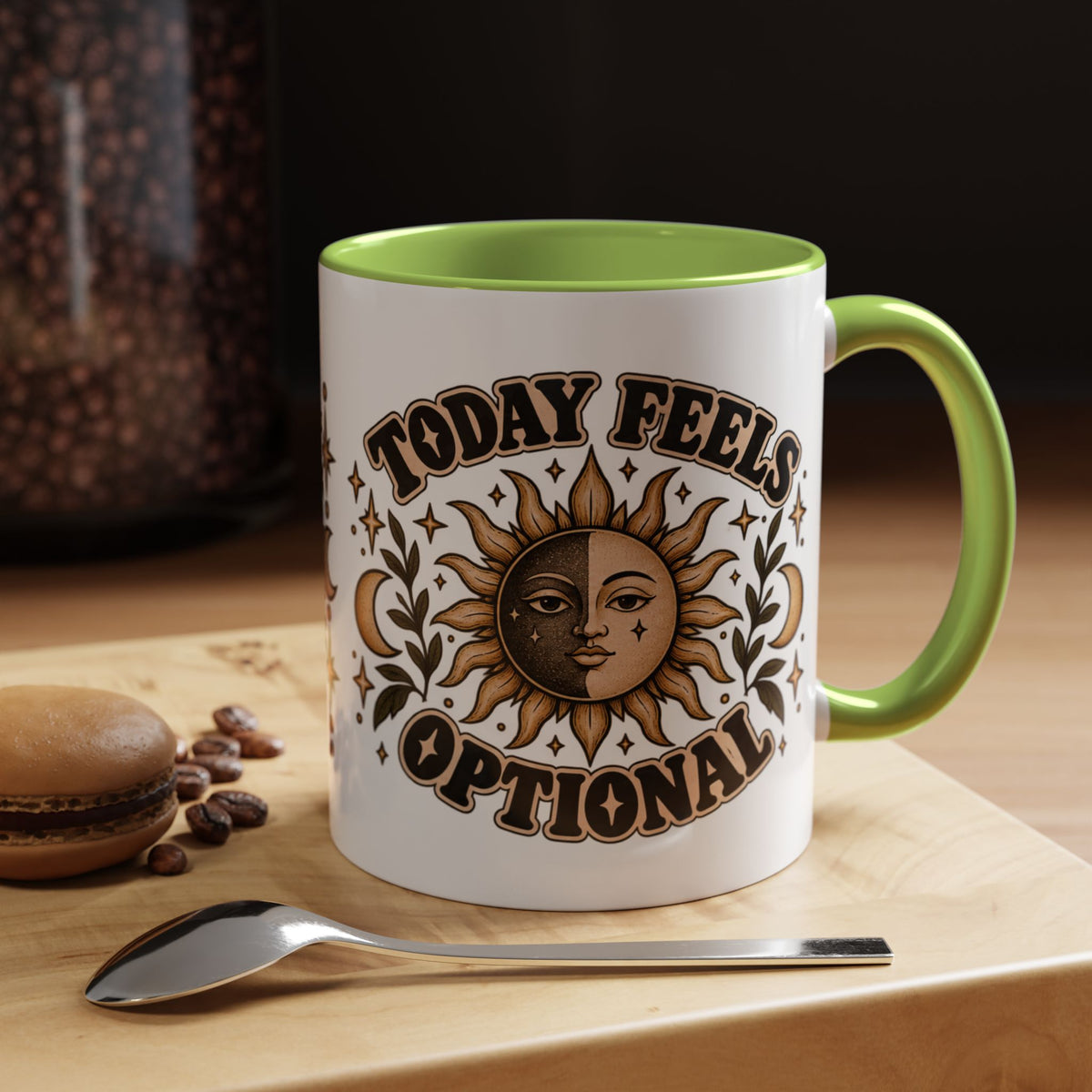 Today Feels Optional Mug — Vintage Sun & Moon Ceramic Coffee Mug