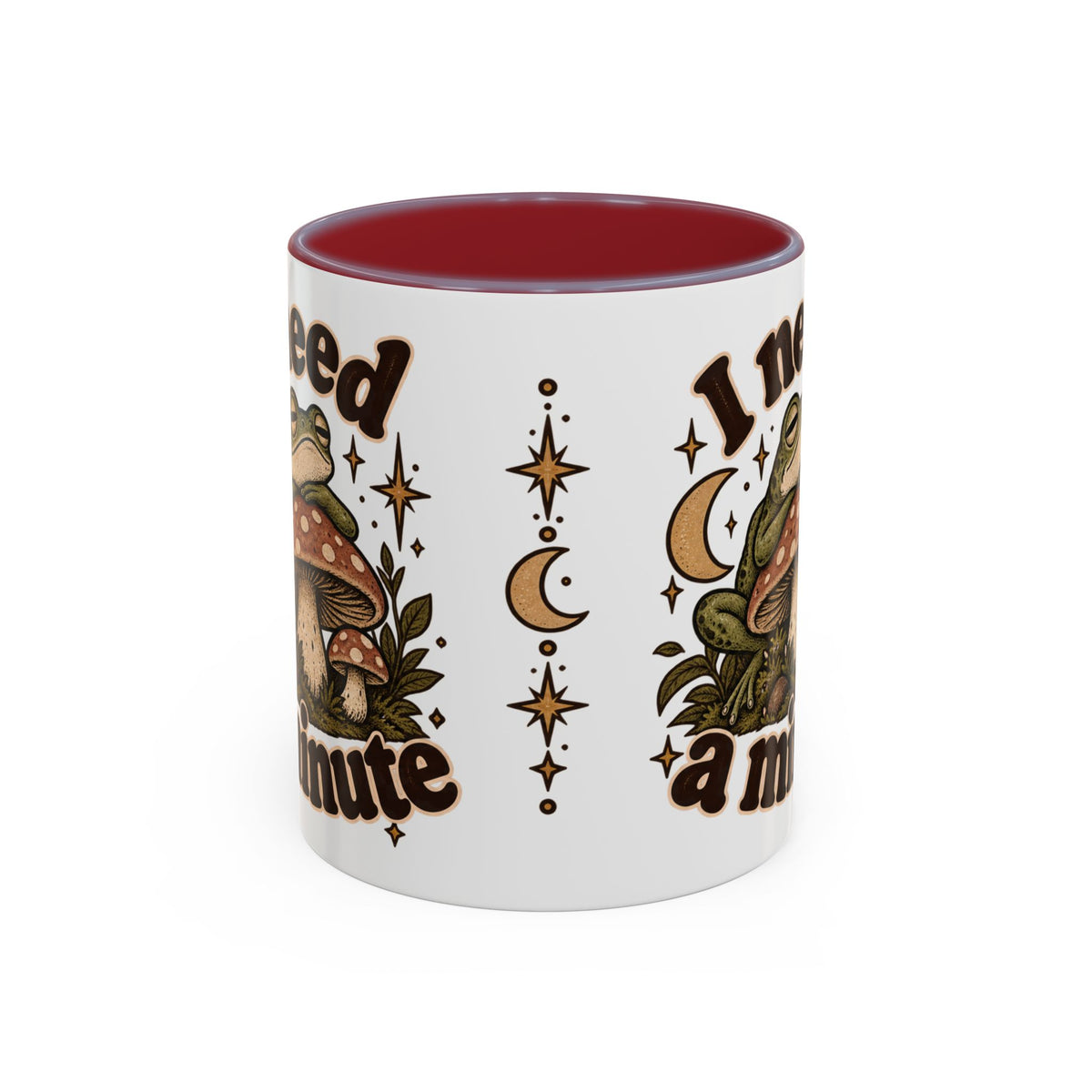 I Need a Minute Mug — Cozy Frog & Mushroom Ceramic Coffee Mug